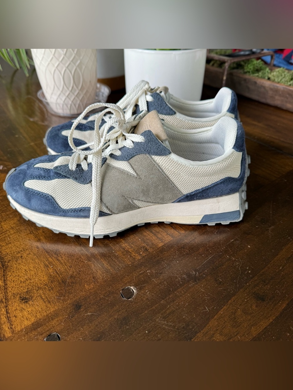 New Balance 327 'Beige Navy' Retro Sneakers Suede MS327DT unisex men 8 women 9.5